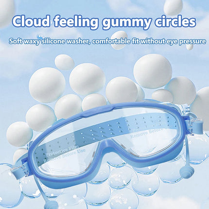 Large Frame Outdoor Swimming Goggles Anti-Fog Wide View Scuba Diving Swimming Glasses with Earplugs for Adult Youth Water Sports