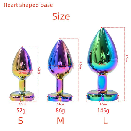 Colorful Anal Plug Rainbow Butt Plug Metal Anal Sex Toys Dildo Anal Beads 3 size for Choice Sex Toys Drop Shipping