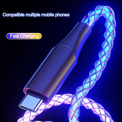 RGB Super Fast Charging Date Cable 66W 6A Glowing Phones USB C Line For iPhone16 15 Xiaomi Samsung POCO PD Data Cord USB-A To C