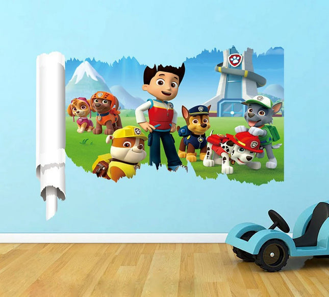 Cartoon 3D Paw Patrol Wall Stickers For Kids Rooms Living Room Boys Girls Children Bedroom PARTY DIY Home Decor