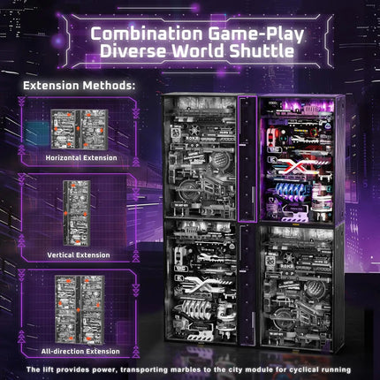 ROKR Pinball Track Model Assembly Set - The Future City, 3D Adult Puzzle, DIY Miniature Model Set, Ideal Gift for Adults, MR02S