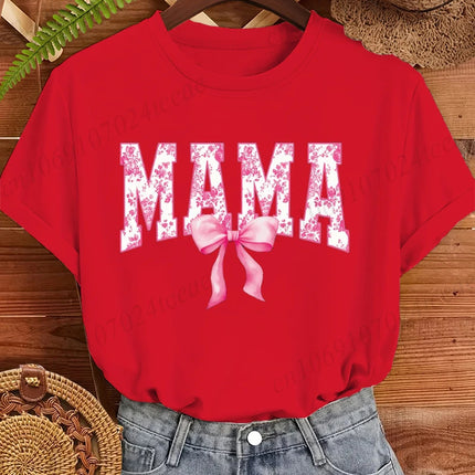 Mama Coquette Print Shirts Graphic Casual T-Shirt Clothing Short Sleeve T Shirt Women's T-Shirt Clothing Top Tee Mother Gifts