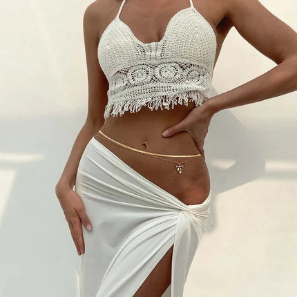 Sexy Bow Flat Snake Waist Chain for Women Simple Gold Color Metal Double Layered Belly Chain Summer Beach Jewelry Accessories