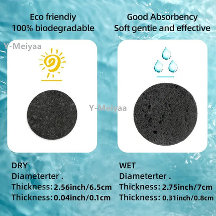 10/20/50PCS Black Round Facial Sponges Compressed Facial Cleansing Pad Natural Facial Cleansing Sponges Pads Exfoliating Sponges