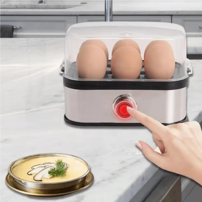 200W Power Eggs Boiler Space Saving Auto Shut-Off Smart Egg Cooker 6 Eggs Capacity Stainless Steel Rapid Egg Cooker