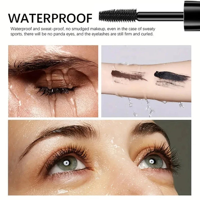 Black 5D Mascara Thickening ,Lengthening Curling Waterproof Long Lasting Liquid Fiber Mascara Makeup Lash Eyelash Extension Beau