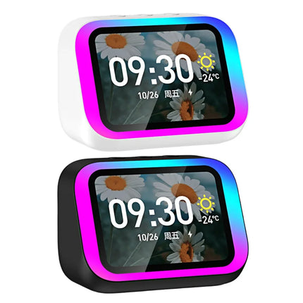 Smart Speaker Voice Assistant Home Speaker Alarm Clock with RGB Lights for Bedroom Living Room
