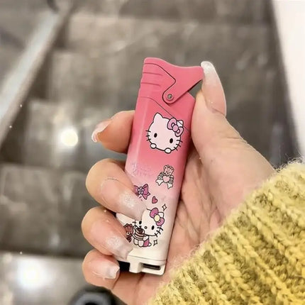 New Butane Gas Lighter Hello Kitty Inflatable Lighter Pink Flame Metal Lighter High Beauty Gift Small Gift