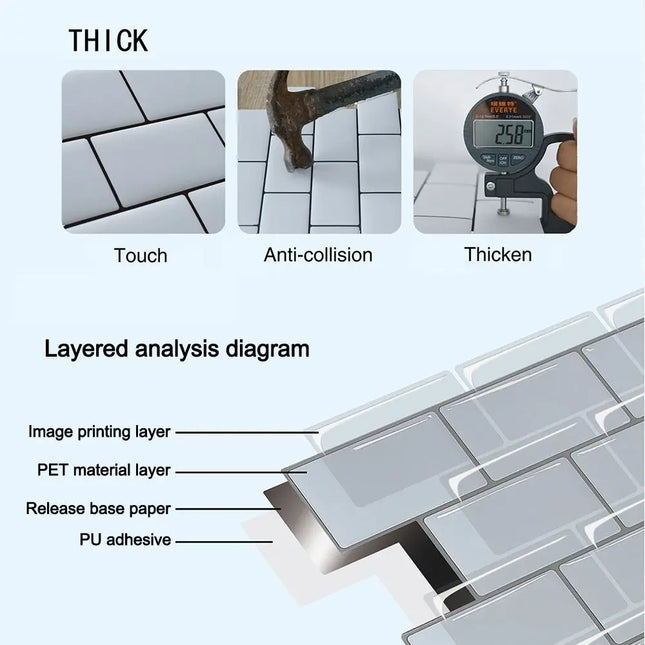 Waterproof Self Adhesive Tile Wall Stickers Oil-proof Anti Fouling Wall Decal Heat-resistant Moisture-proof Stove Sticker