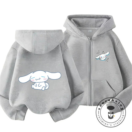 Cinnamoroll 2026 Kawaii Zipper Hoodie 3-14Y Kids Autumn Winter Cute Cartoon Street Hot Fashion Outdoor Casual Trendy Warm