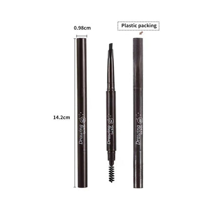 Double Ended Eyebrow Pencil Rotatable Triangle Eye Brow Pen Sweatproof Waterproof Smooth Lasting Beauty With Brush Makeup Tool