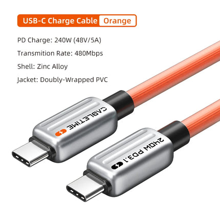 CABLETIME 240W PD Cable USB C to USB C Cable Fast Charger Adapter Type C to C Cable Power Wire for Laptop Macbook Samsung iPad