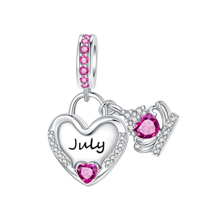 925 Sterling Silver January-December Birthday Stone Love Zircon Pendant Bead Fit Charms Necklace Bracelet Women Jewelry DIY Gift