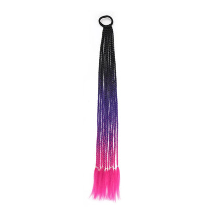 Braided Ponytail Extension Synthetic Colorful Hair Extension For Women 24inch Rainbow Hair Braids Extensions