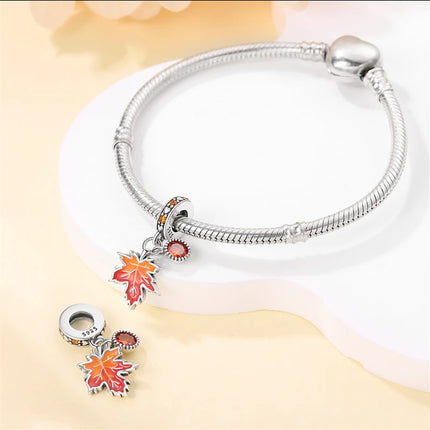 Autumn New 925 Sterling Silver Brown Maple Leaf Pumpkin Bee Charms Bead Fit 3mm 925 Original Bracelets DIY Jewelry Warm Gift
