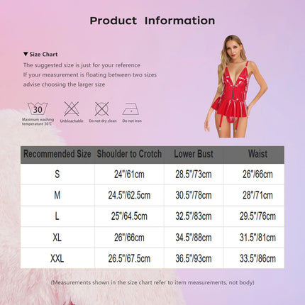Womens Lingerie Shiny PU Leather Latex Bodysuit with Briefs Garters Glossy Sling Mini Dress Wetlook Catsuit Nightdress Clubwear