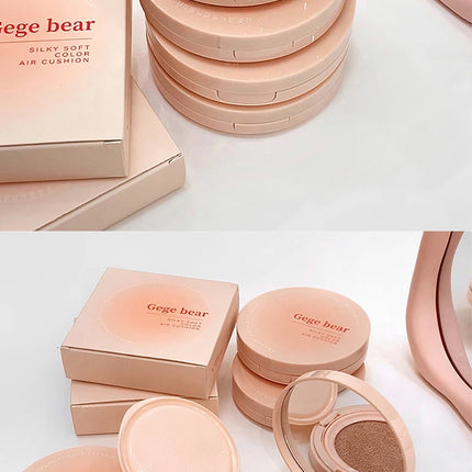 Gege Bear Milky Pink Cushion - Soft Matte Blurring Cover, Skin-Like Nude Finish, 12H Wear, Clean Beauty Lightweight Foundation