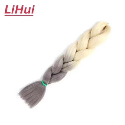 24 Inches Synthetic Braiding Hair Jumbo BraidOmbre Jumbo Hair Extension For Women DIY Hair Braids Purple Pink  Yellow Gray Lihu