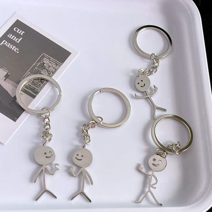 Funny Matchstick Men Keychain Middle Finger Heart to Heart Car Bag Pendant Key Ring Jewelry Couple Friend Gifts Wholesale бре