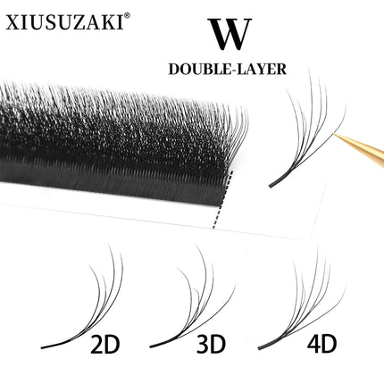 XIUSUZAKI Double Layers W Shaped YY 3DW 4DW Lashes Extensions C+D Curl False Eyelashes Extensions Premade Volume Fans Lashes