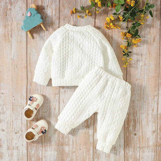 Baby Unisex Solid Autumn 2Pcs Casual Outfits Long Sleeve Sweatshirt & Fall Pants For Daily
