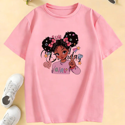 Y2K Retro Fashion Girls Design T-Shirts Summer Short Sleeve Kids Children's T-shirt Boys Girls Spring Casual Top Tee