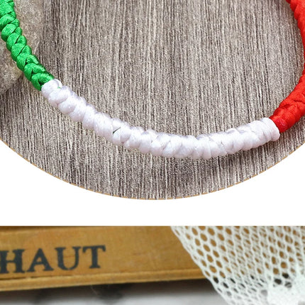 Handmade Countries Flag Color Bracelet Green White Red Rope Italy Mexico Ireland Bangles Adjustable Size Bracelets Couple Gift