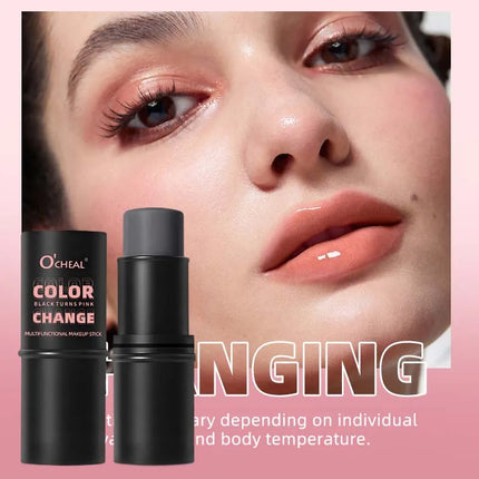 Color-Changing Blush Stick Blusher Cream 3-in-1 Pink Color with Long-Lasting Makeup Easy Application
