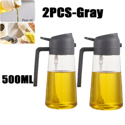New 470ml Oil Spray Pot 2-in-1 Plastic Household Kitchen Oil Bottle Nebulizing Mist Filling Cooking Oil Spray Pot Dual Use