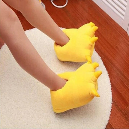 2024 Winter Warm Soft Indoor Floor Slippers Women Men Shoes Paw Funny Animal Christmas Monster Dinosaur Claw Plush Home