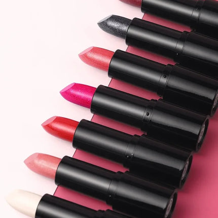 Nude Gray Metallic Lipstick Glitter Diamond Waterproof Long-Lasting Lip Gloss High Pigment Shiny Sparkling Pearl Lip Tint Makeup