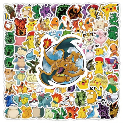 100PCS Cute Pokémon Anime Stickers Decoration DIY Phone Notebook Suitcase Laptop Fridge Graffiti Cartoon Sticker