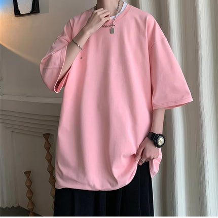 Men's Cotton T-shirts White Men's Oversized T-Shirt Solid Summer Casual Wear Tee Shirts Fashion for Men 5XL Male Clothes