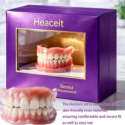Comfort Silicone Dentures, Unisex Upper/Lower Teeth, DIY Temporary Fix for Confident Smile in Minutes