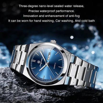 PAAZOMU Luxury Quartz Men's Wristwatch Sport Men Watches Waterproof Luminous Date Week Stainless Steel Men's Watch Male Reloj+box