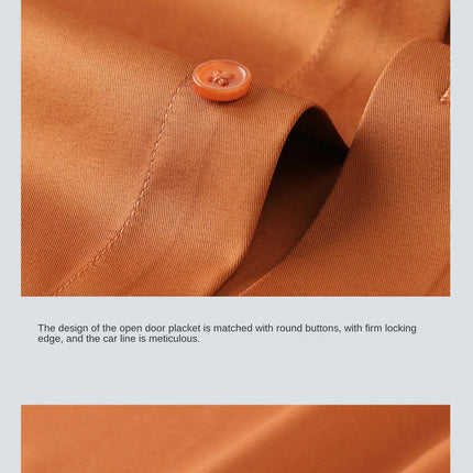 Men's Business Casual Long-Sleeved Shirt, Orange, Non-Ironing, Wrinkle-Resistant, Elastic, Solid Color, New Style