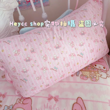 Kawaii Sanrio 42x68cm My Melody Bow 3D Ears Pillowcase Super Soft for Dorm Room Girls Ins Cute Cartoon Anime Holiday Gifts
