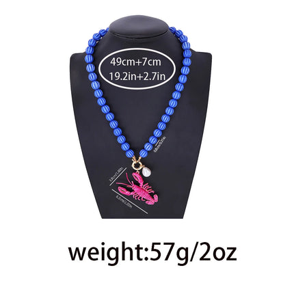 Vintage Personality Animals Necklaces for Women Vintage Beaded Lobster Pendant Necklace Jewelry Neck Accessories