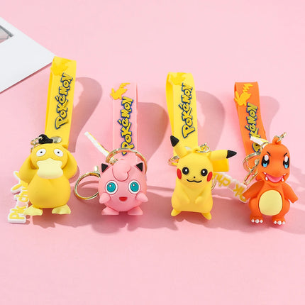 Pokemon Keychain Pikachu Anime Action Figure Toy Kawaii Cartoon Fashion Charmander Psyduck Doll Keyring Car Bag Pendant Kid Gift