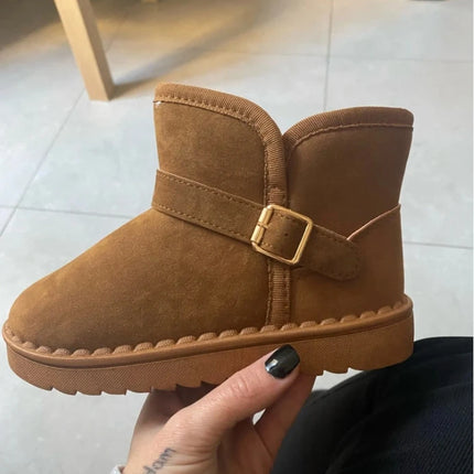 Children Snow Boots Winter Cute Warm Fashion Anti Slip Shoes Kids Boys Girls Leisure Thick Fur Platform Flat Short Boot Sneakers