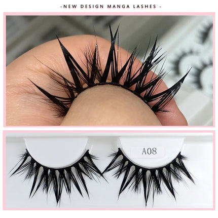 RED SIREN Eyelashes New Design Wet Manga Lashes Korean Makup Fashion Long Thick Natural Fake Eyelashes