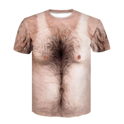 Funny Muscle Body 3D Printed T-shirt Mlae  Designer Clothes Streetwear Short Sleeve Top Tees Ugly Chest Hair T Shirt Clothing ﻿