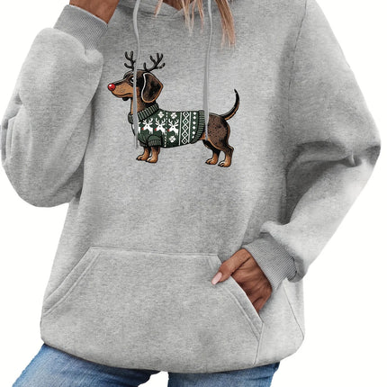 Women's casual hoodie sweatshirt with cute cat pattern print round neck long sleeves for autumn and winter warmth, regular style