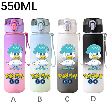 550ML Pokemon Sports Water Bottle Pikachu Mewtwo Gengar Eevee Portable Cartoon Drinking Cup Outdoor Hiking Gym Fitness Jugs