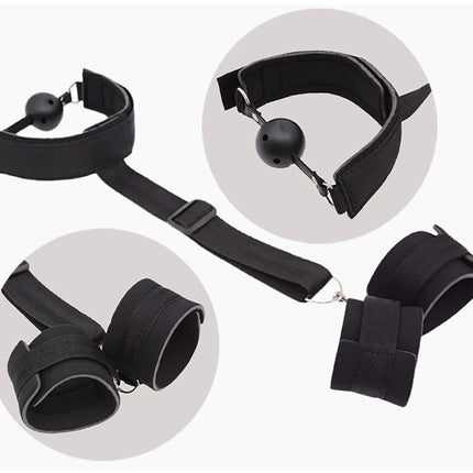 Female Handcuff Neck Collar Wrist Mouth Gag Strap Fetish SM Sex Toys Woman Couples Bdsm Bondage Set Restraint Adult Game Product
