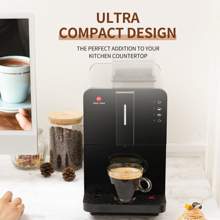 Mcilpoog HI01 Fully Automatic Coffee Machine, Compact Coffeemaker with Grinder , WiFi Connected,  4 Flavors for Home and Office.