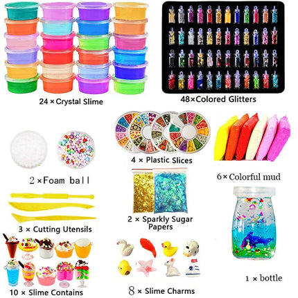 Stretch Crystal Slime Set Slime DIY Butter Slime Stress Relief Toy Children Slime Gift Set Colored Clay Slime Toys