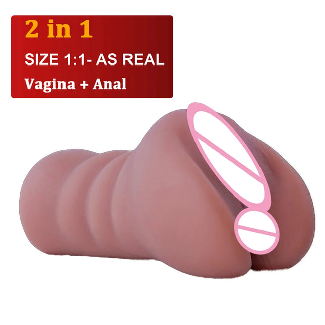 2-in-1 Sex Toys Masturbation for Men Deep Throat Artificial Real Pussy Oral Male Masturbator Realistic Vagina Adult Pocket Pussy