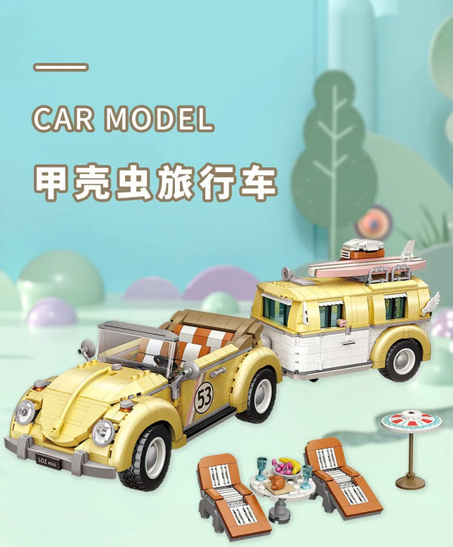 LOZ Beetle Station Wagon RV Small particle 2228PCS creative children's adult building blocks educational toy