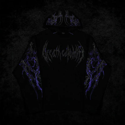 2025New American Style Men's Hooded Sweatshirt Trendy Brand Dark Style Sports Fitness High Street Autumn Winter Men's Sweatshirt